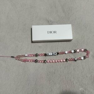 Dior Pink and Silver Beaded phone charm